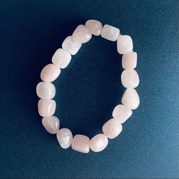 Rose Quartz Necklace & Tumbled Bead Bracelet Set - Picture 3 of 6